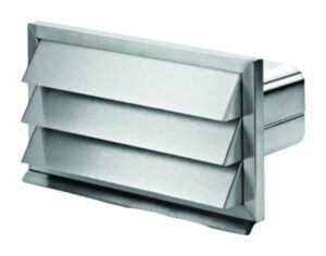V-ZUG Wetterschutzgitter Edelstahl mit Rückstauklappe B 290 x H 160 mm für Anschluss an Flachkanal (B 222 x H 89 mm)